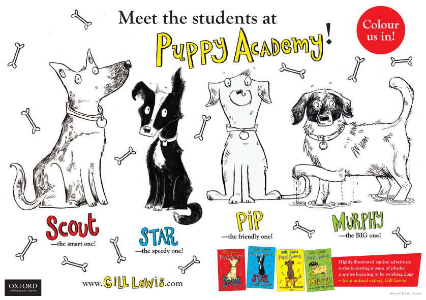 puppy academy colouring in sheet