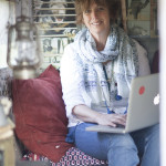 Gill Lewis in treehouse