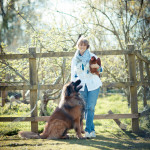 Gill Lewis with dog and chicken